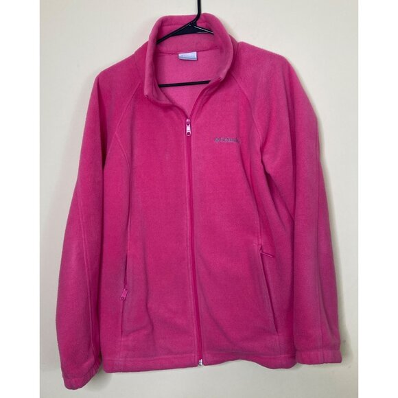 Columbia Womens Full-Zip Pink Fleece Jacket Size 1X With Pockets FLAW - Picture 1 of 11